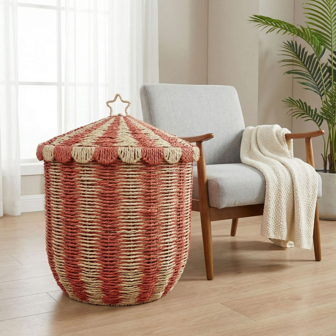 Basket with lid and decorative design Kalsten