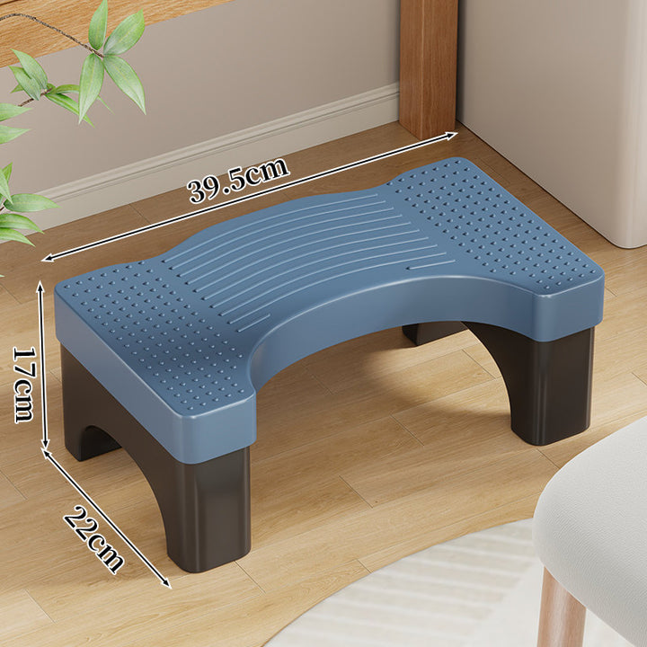 Curved Non-Slip Plastic Footstool Step Stool with Textured Anti-Skid Surface and Reinforced Legs