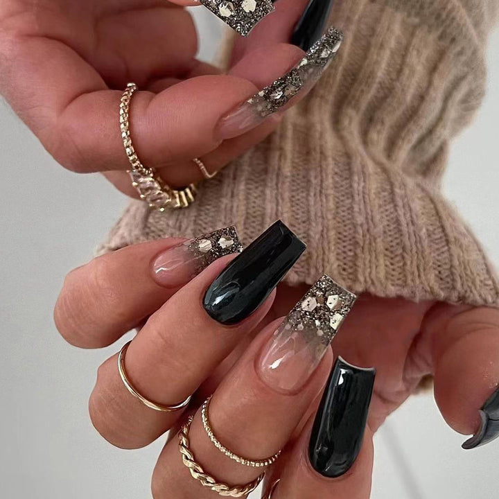 Artistic Acrylic Nails with Glitter Accents Kalsten
