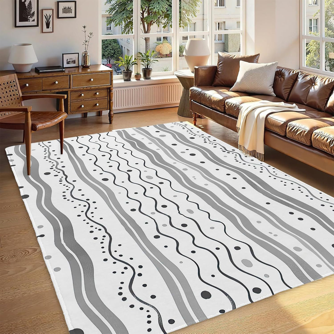Abstract Leaf Print Area Rug