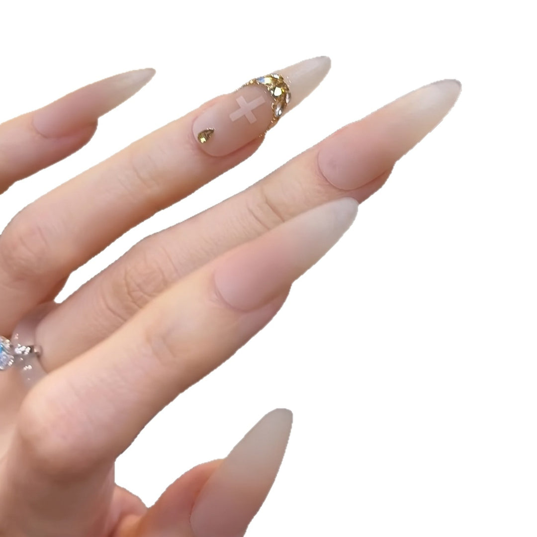 Elegant Stiletto Press-On Nail Art Set with Crystal Accents Kalsten