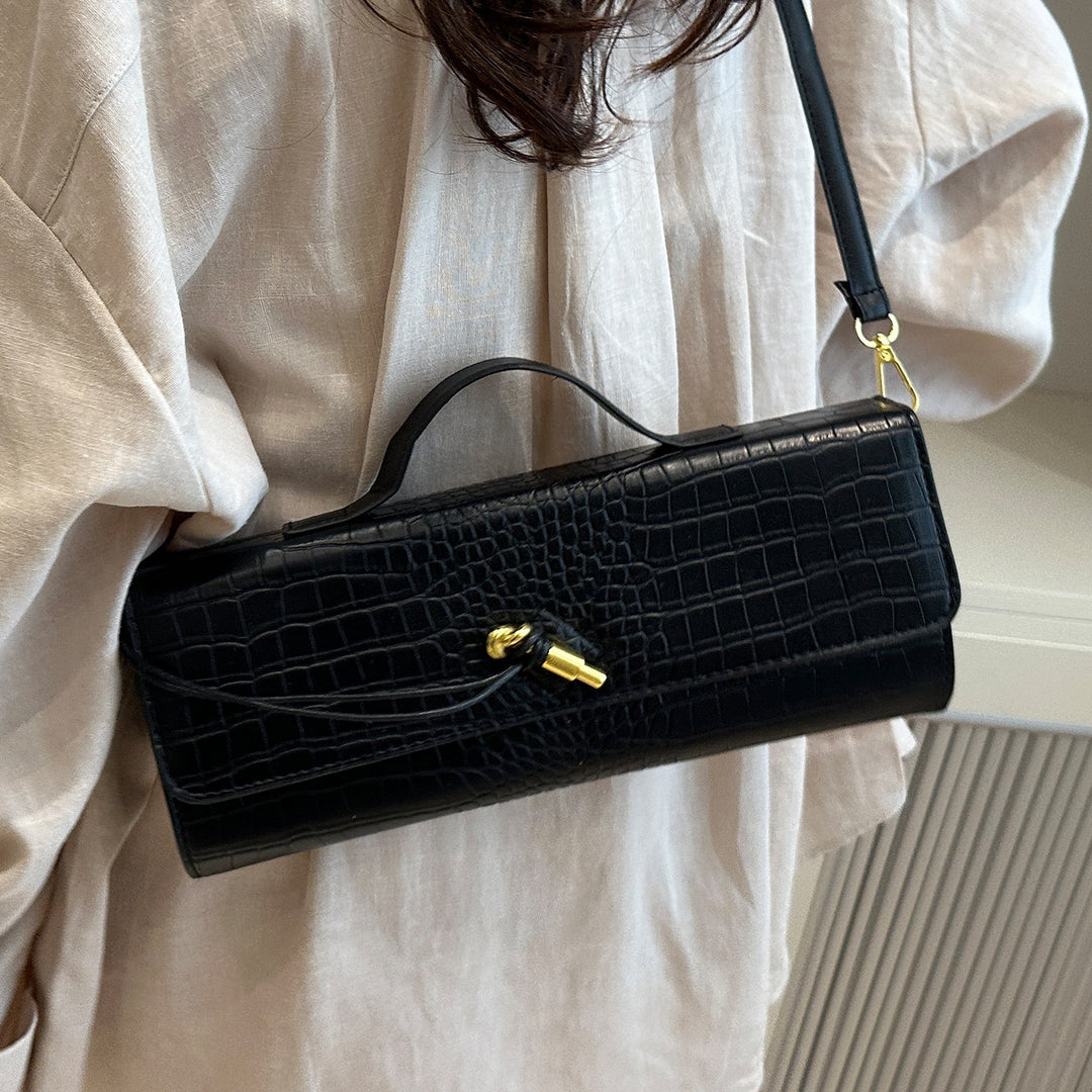 Elegant Crocodile-Textured Handbag