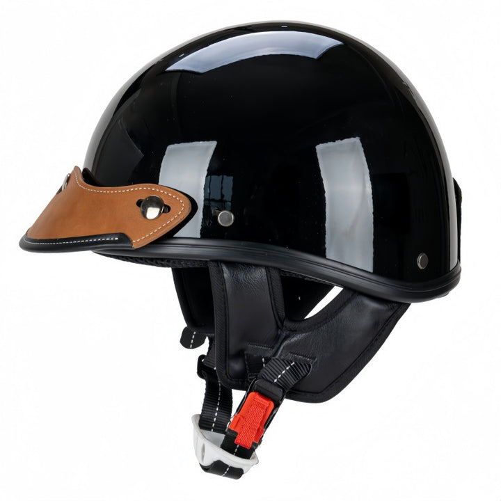Vintage Leather-Trimmed Motorcycle Helmet Kalsten