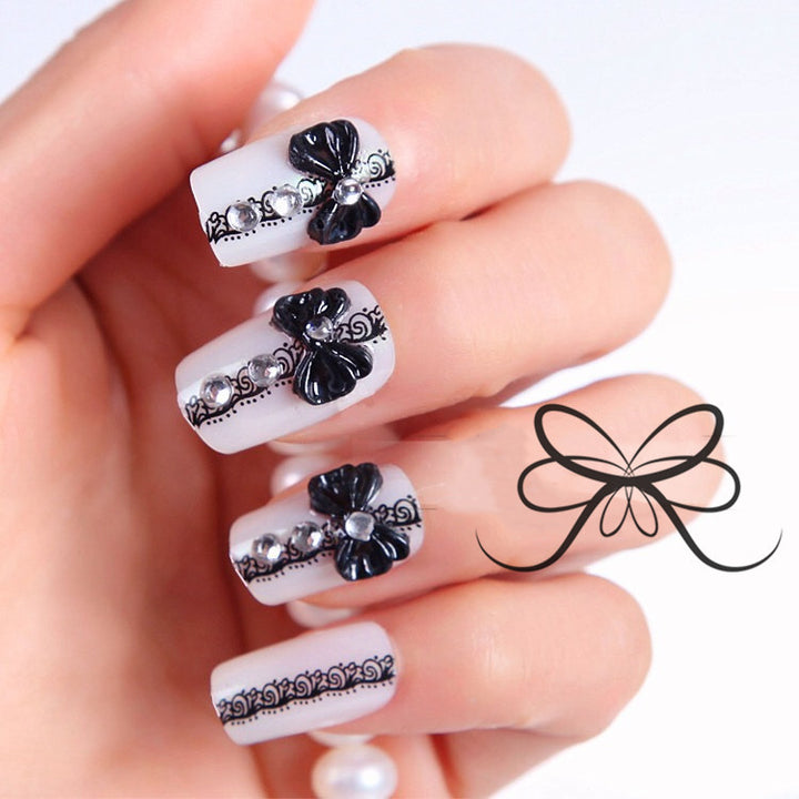 Artificial nails with elegant flower and rhinestone design Kalsten