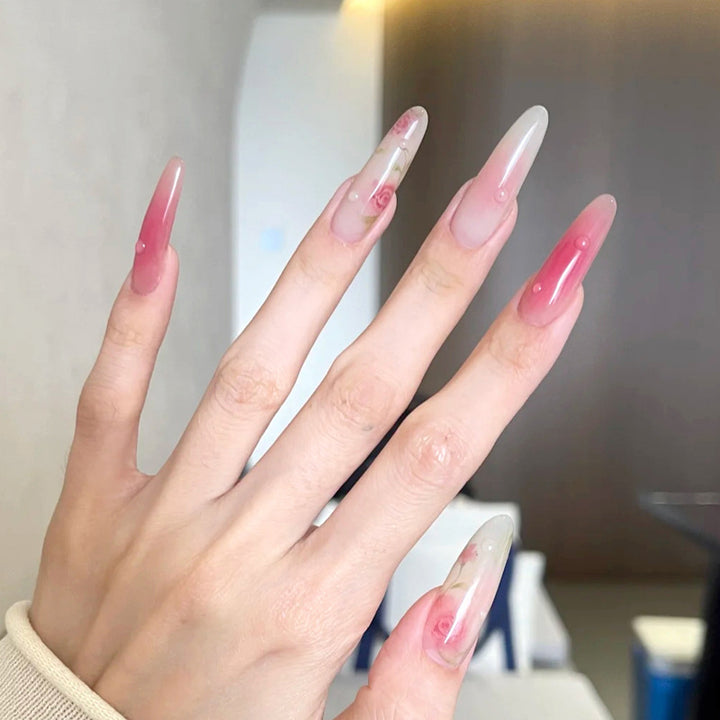 Elegant Floral Press-On Nail Extensions Kalsten