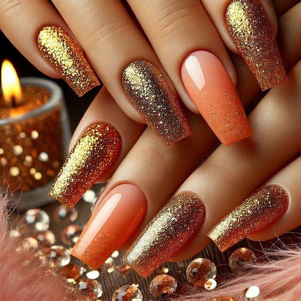 Glamorous artificial nails with glitter and ombre effect Kalsten