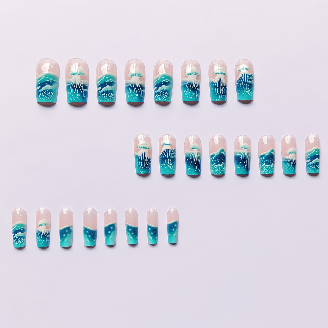 Artificial nails with transparent jellyfish design Kalsten