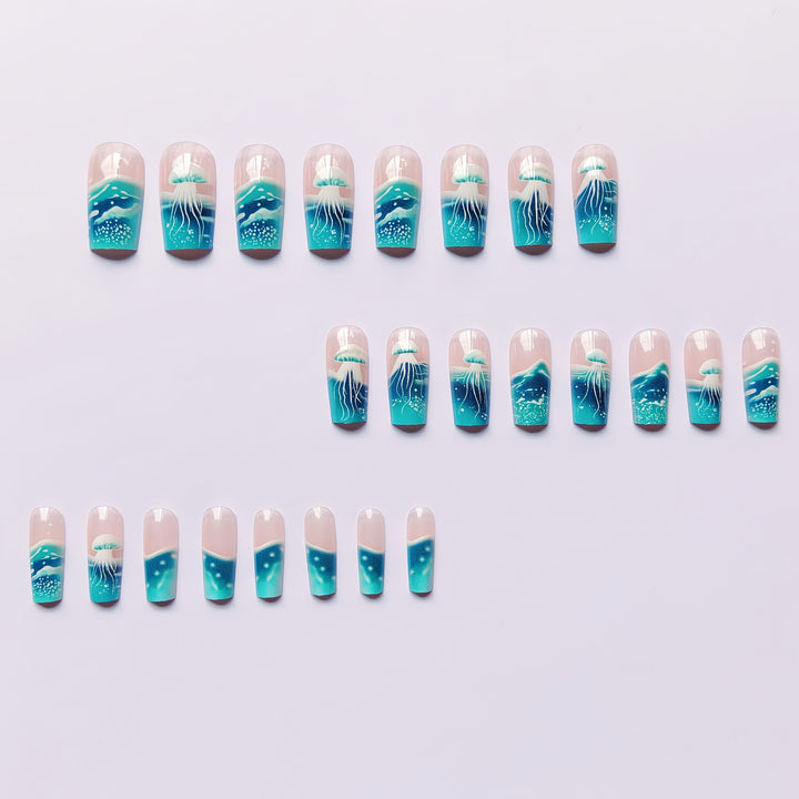 Artificial nails with transparent jellyfish design Kalsten
