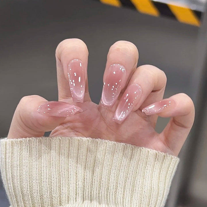 Stylish Press-On Nail Set with Elegant Glitter Accents Kalsten