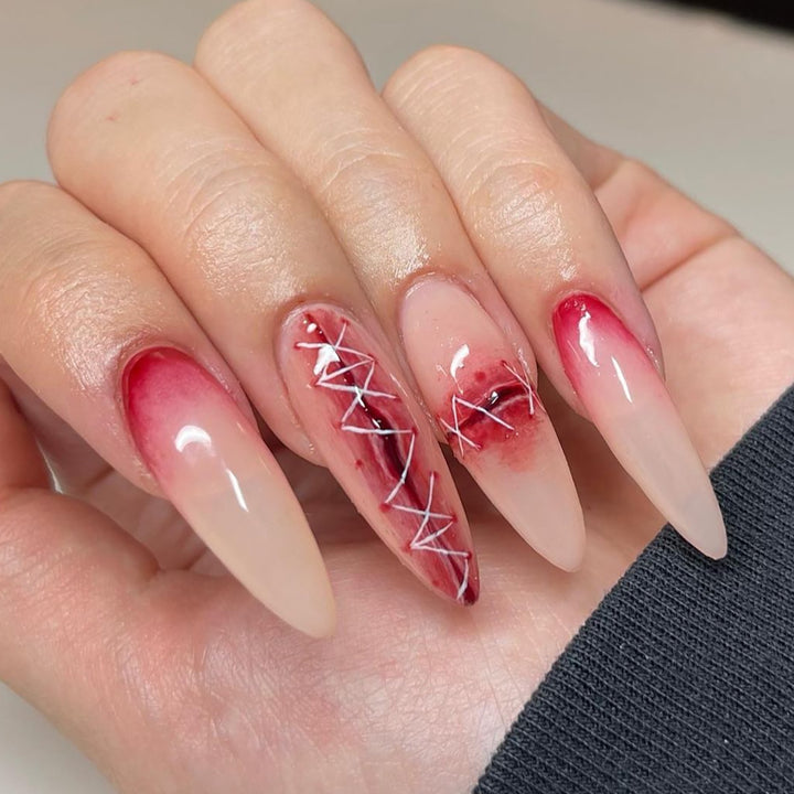 Artful Nail Extensions in Elegant Ombre Style with Art Motif Kalsten