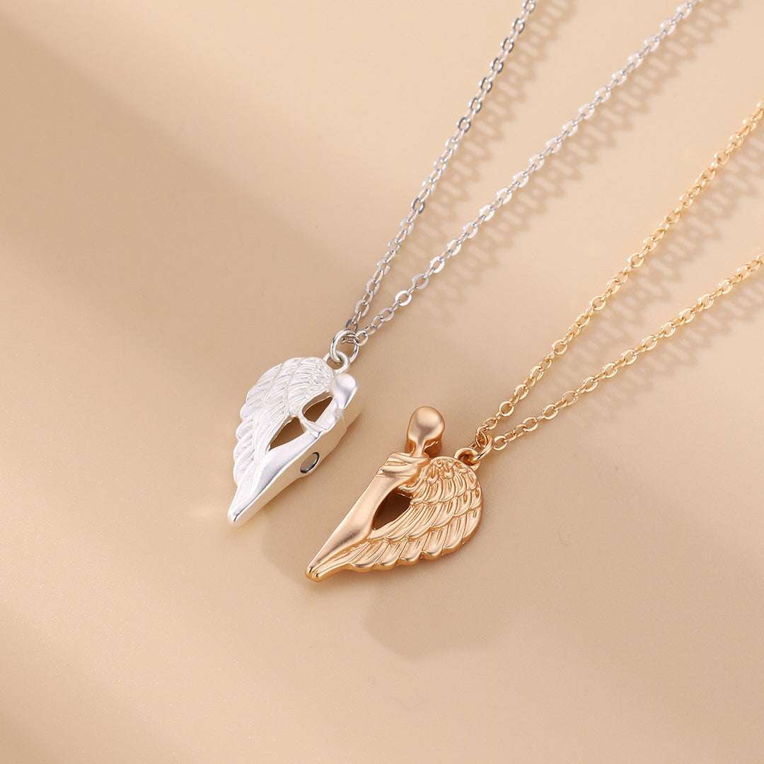 Dual-Tone Angel Wing Heart Pendant Necklace Kalsten