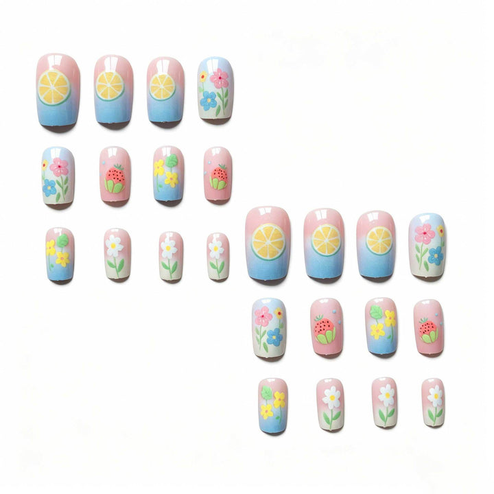 Whimsical Fruit and Floral Nail Art