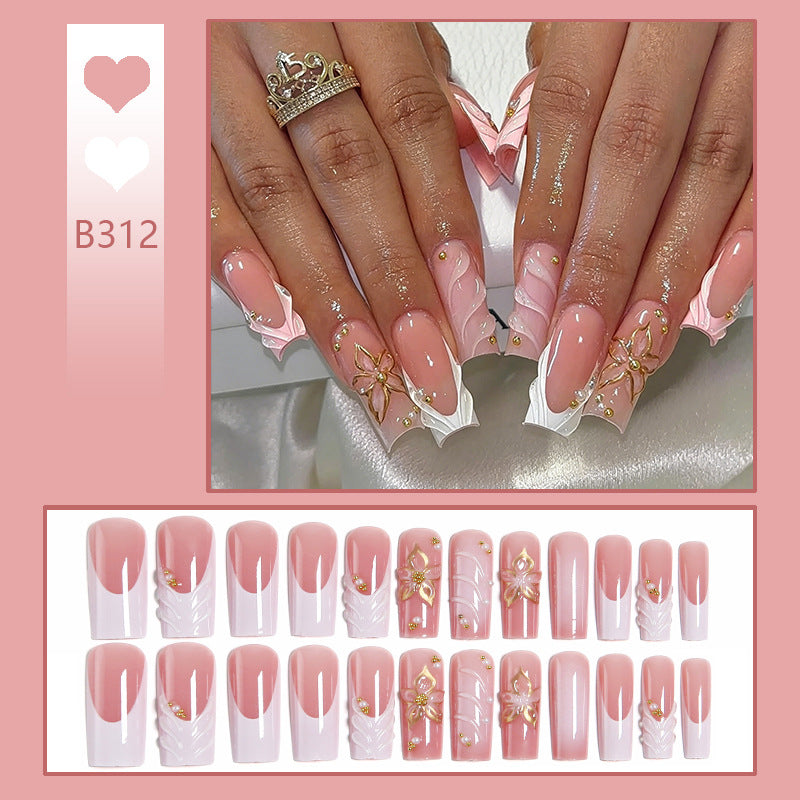 Artificial nails with elegant flower embellishments Kalsten