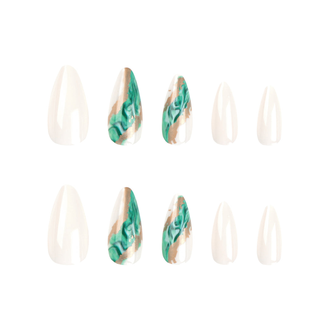 Artful Nail Extensions with Elegant Marbled Design Kalsten