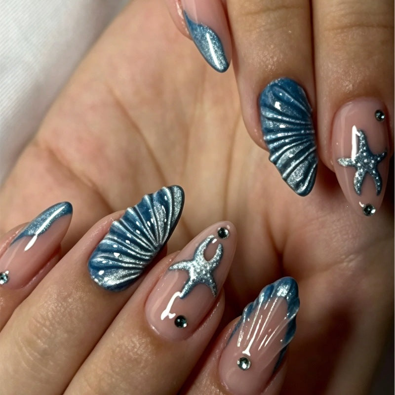 Artificial nail set with maritime shell and star motif Kalsten