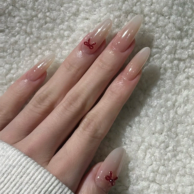 Elegant Stiletto Press-On Nails with Decorative Bow Accents Kalsten