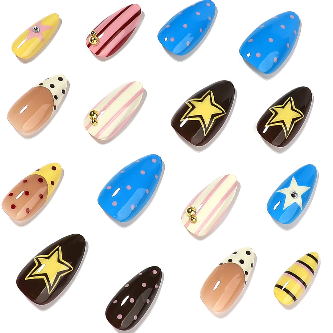 Creative artificial nails with playful patterns Kalsten