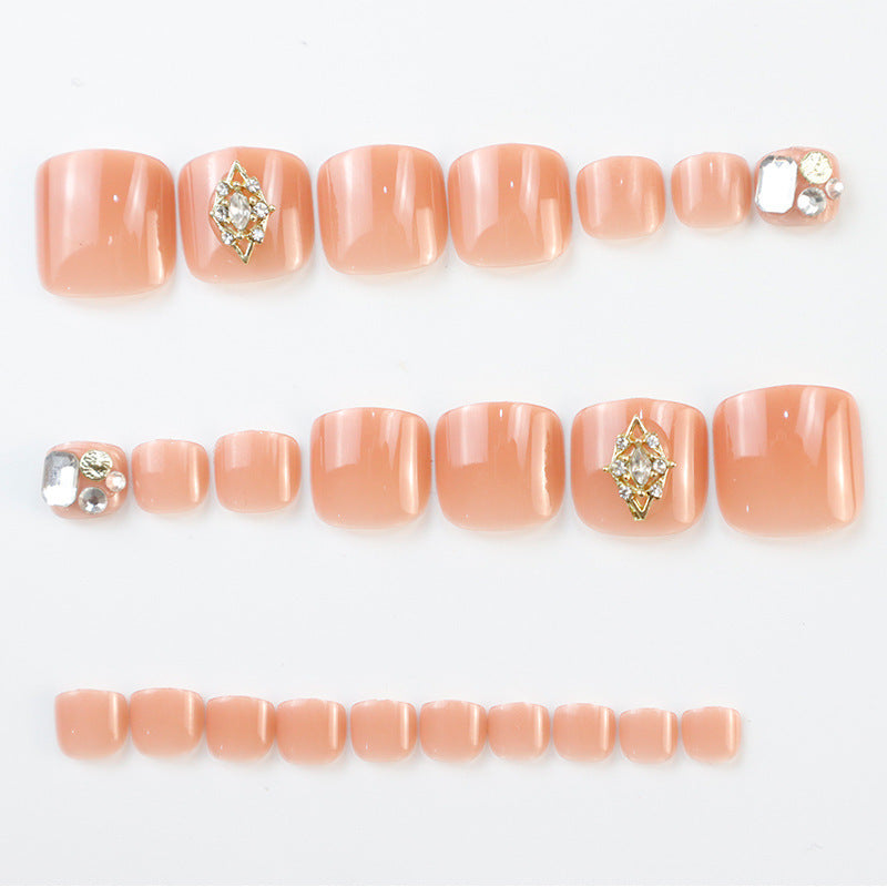 Decorative Rhinestone-Embellished Press-On Toenail Art