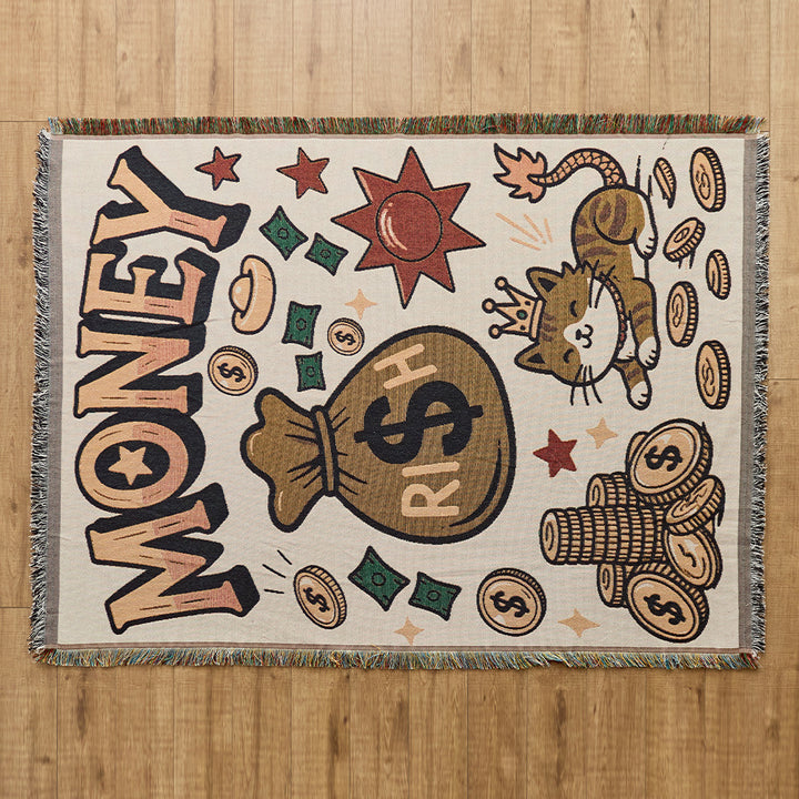 Playful Cat-Themed Throw Blanket