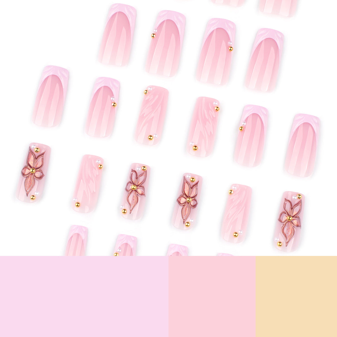 Artistic acrylic nails with flower design and glitter variations Kalsten