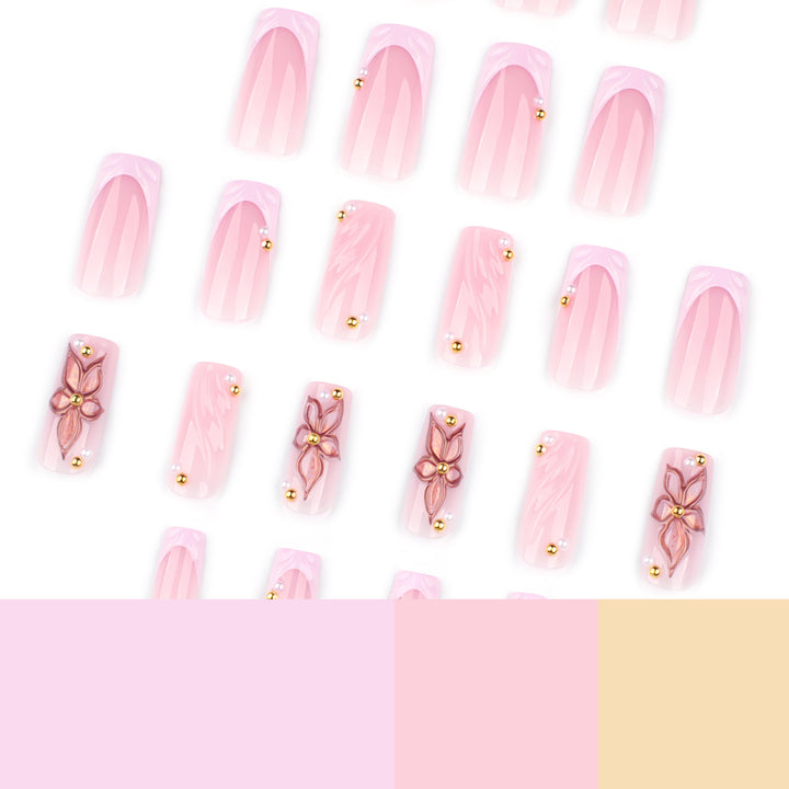 Artistic acrylic nails with flower design and glitter variations Kalsten