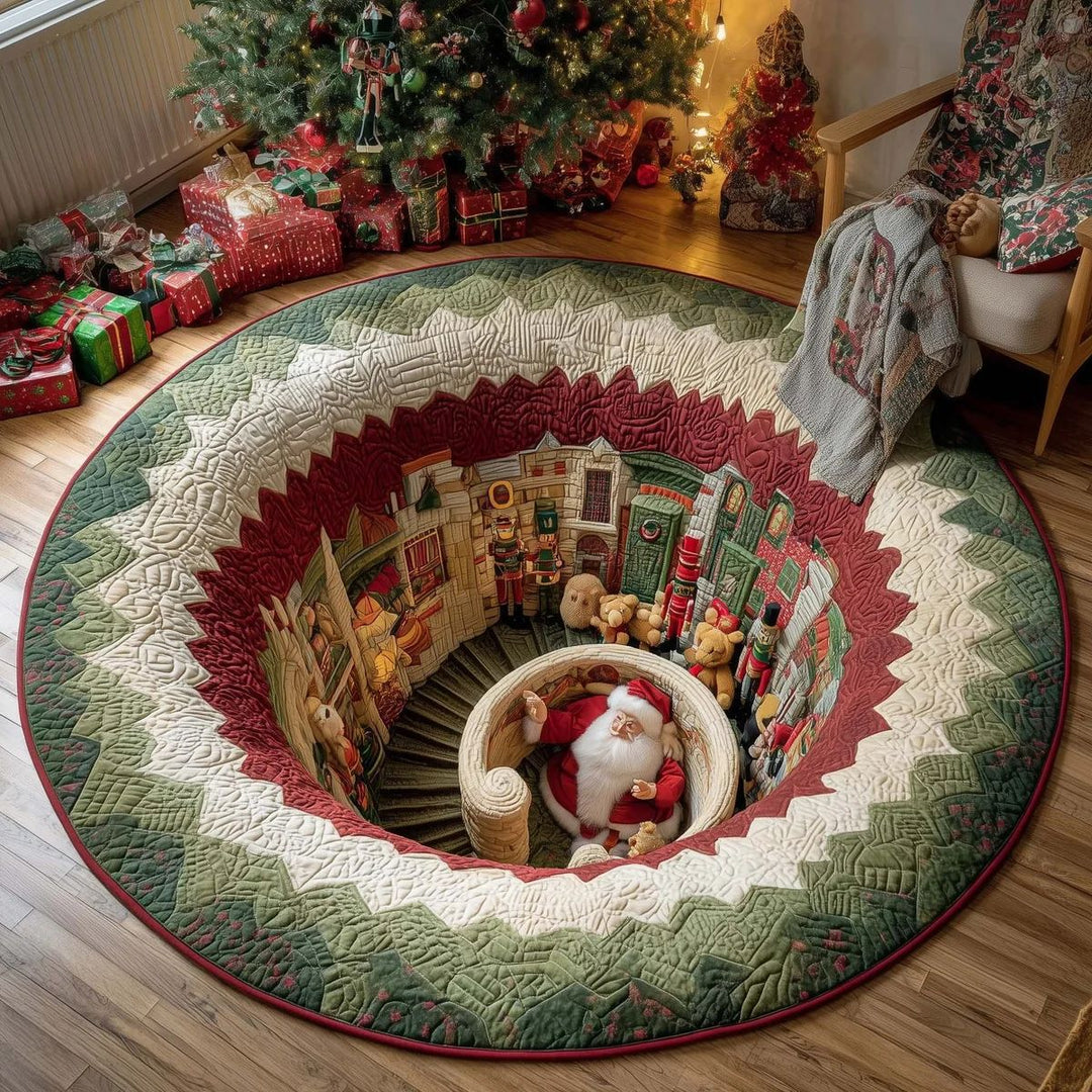 Round Holiday-Themed Area Rug