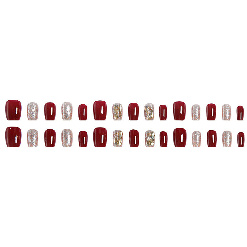 Artificial nail set with elegant glitter and metallic accents Kalsten
