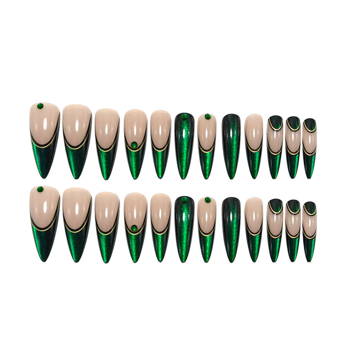 Elegant artificial nails with glitter and metal embellishments Kalsten