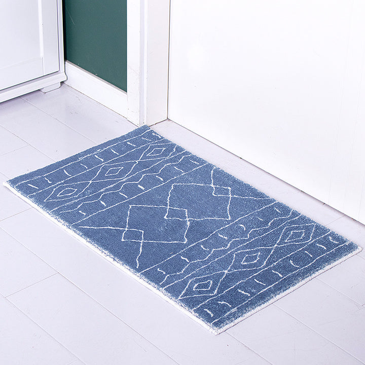 Soft high-pile bath mat rug with Berber-inspired diamond pattern Kalsten