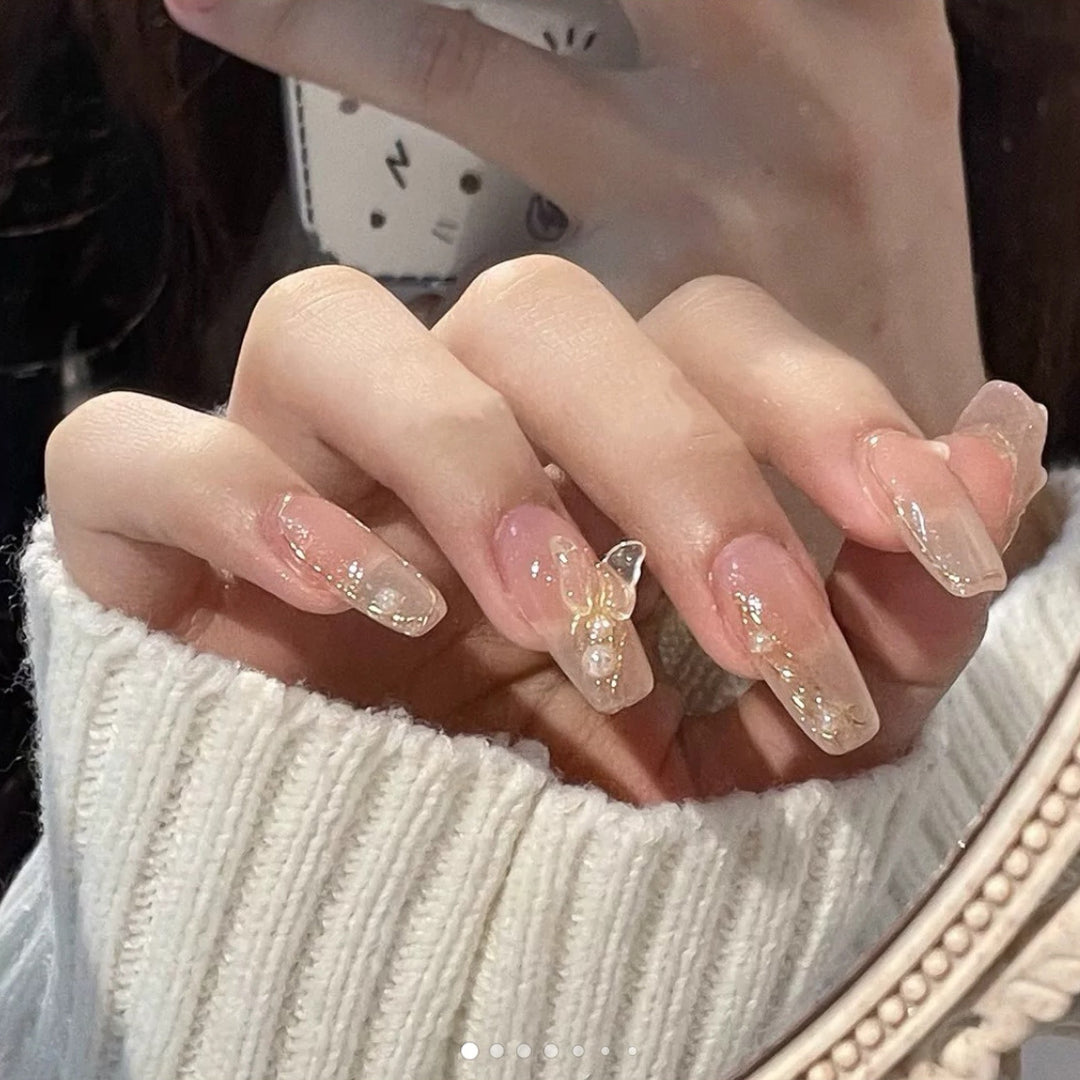 Artificial nails with elegant bows and pearl decorations Kalsten