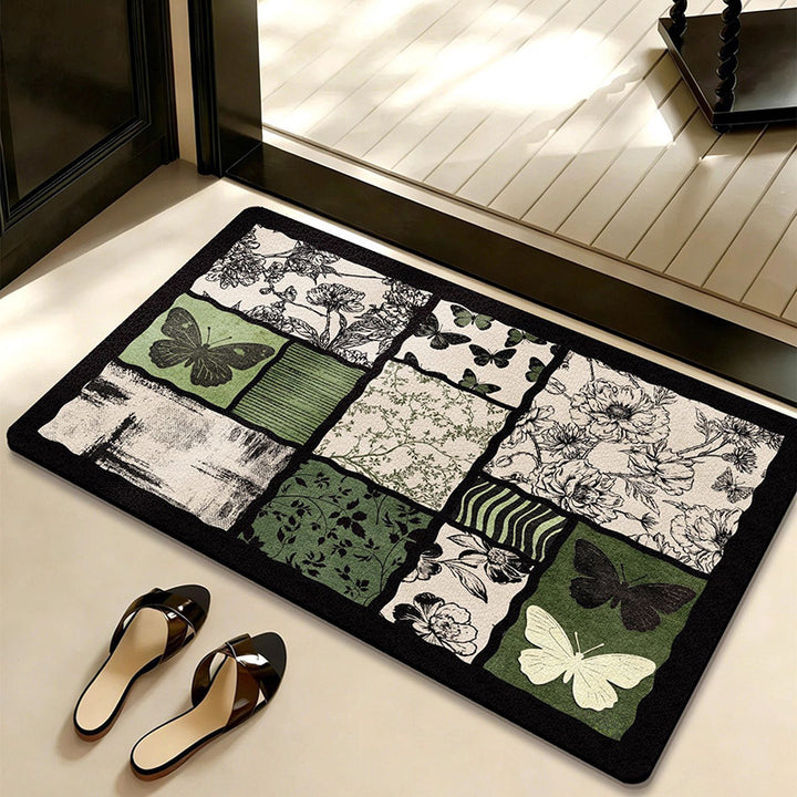 Decorative Botanical-Themed Floor Mat