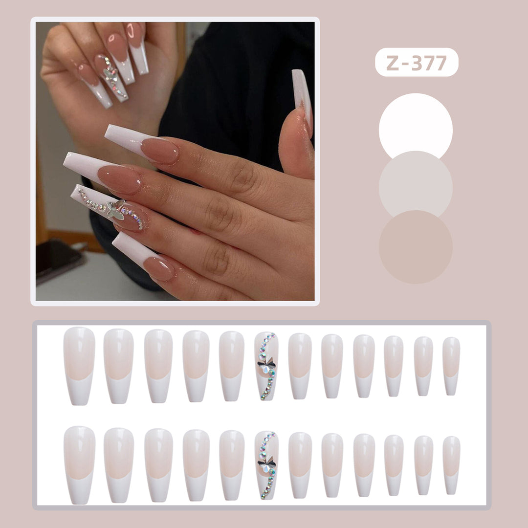 Glamorous Long Stiletto Press-On Nail Set with Decorative Crystal Accents