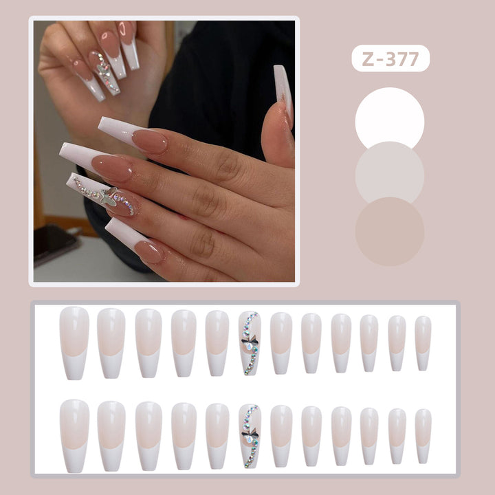 Glamorous Long Stiletto Press-On Nail Set with Decorative Crystal Accents