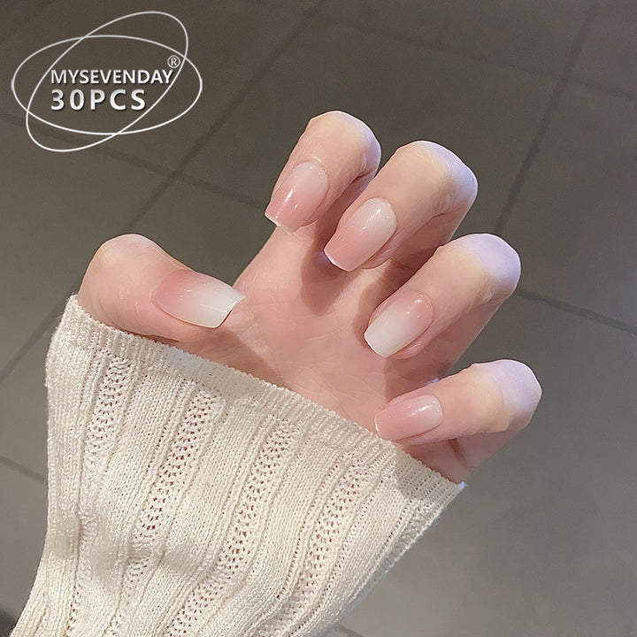 Glossy Press-On Nail Set with Elegant French Tips Kalsten