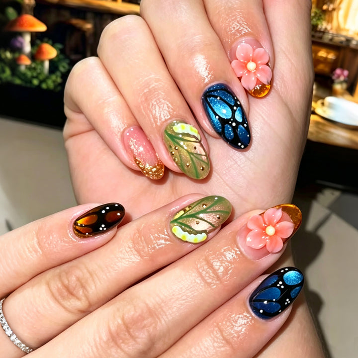 Artistic Floral 3D Press-On Nail Art Set Kalsten