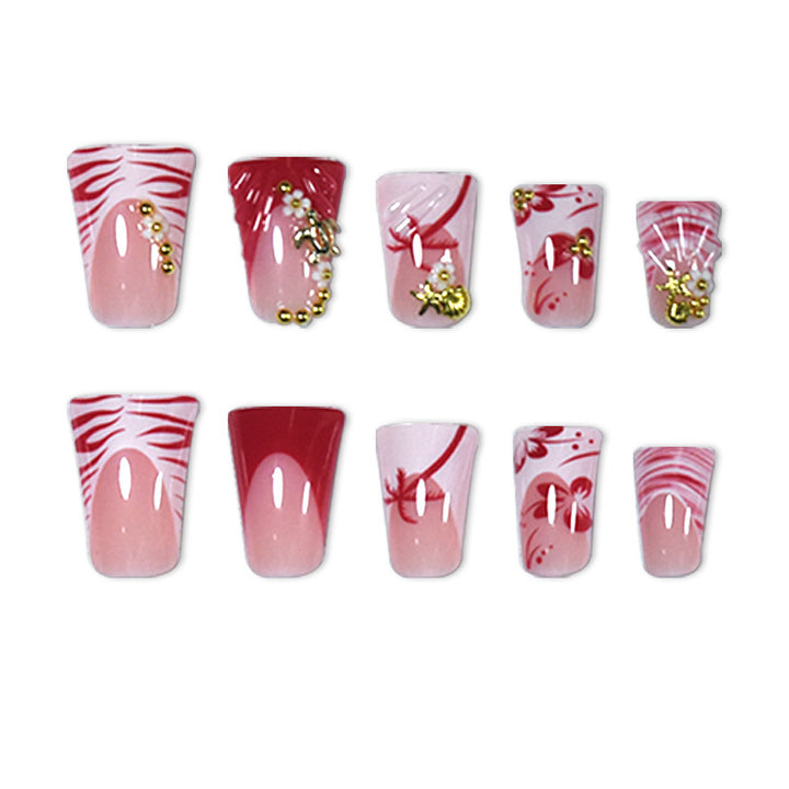 Premium 3D Floral Stiletto Press-On Nails Kalsten