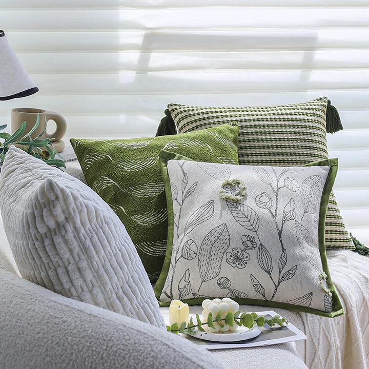 Square cushion cover made of microvelours with subtle wave structure Kalsten