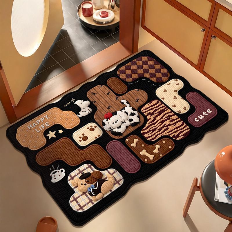 Playful Cartoon Cat-Themed Area Mat