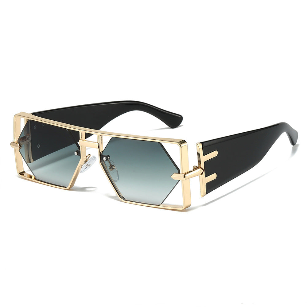 Geometric Shield Sunglasses with Premium Metallic Frame Kalsten