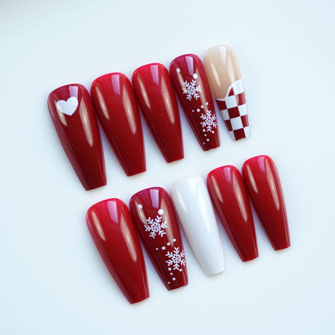Festive Long Stiletto Press-On Nail Art