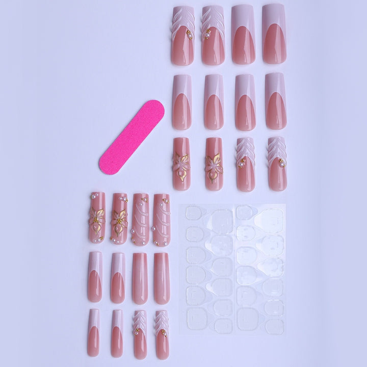 Acrylic nails with luxurious flower design and elegant accents Kalsten