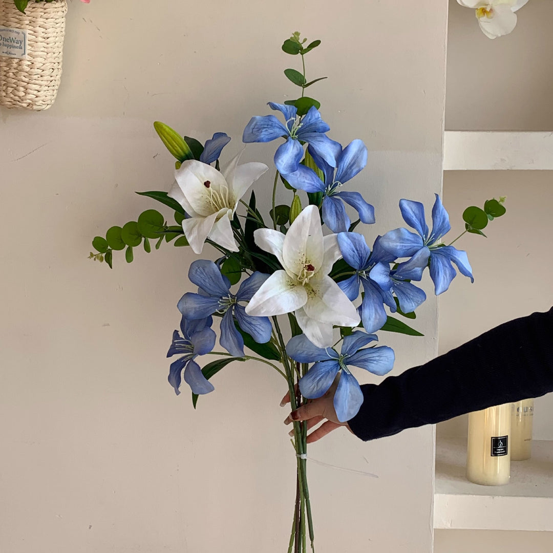 Lifelike Floral Arrangement with Eucalyptus