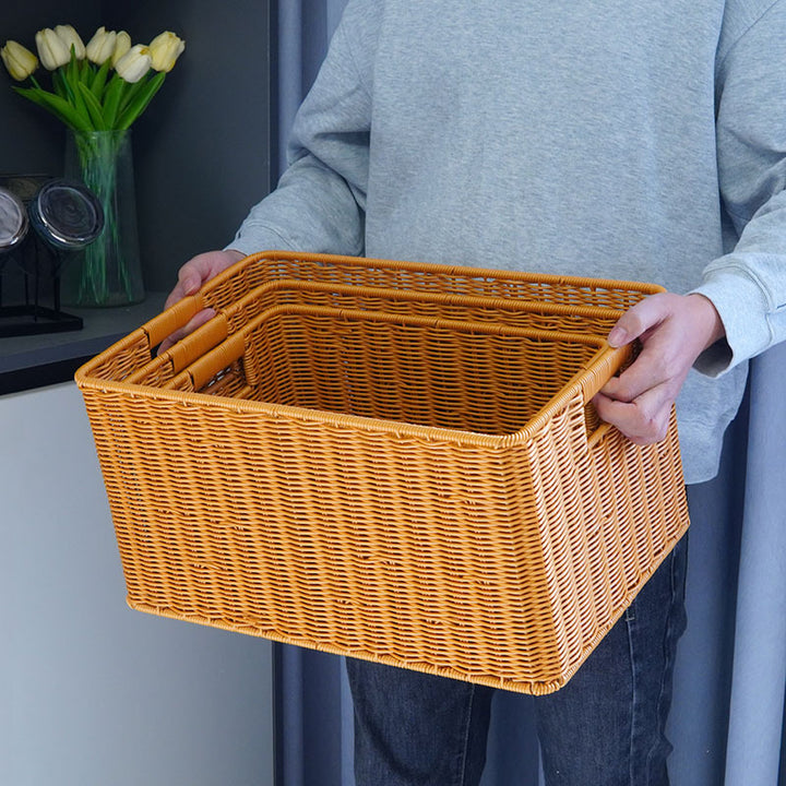 Wicker Storage Basket with Handles Kalsten