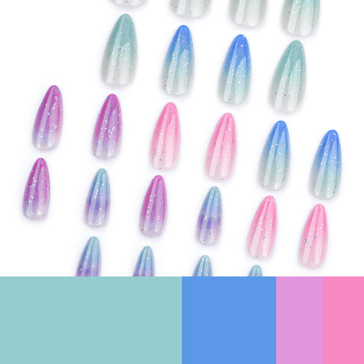 Artful Nail Extensions with Glitter Gradients Kalsten