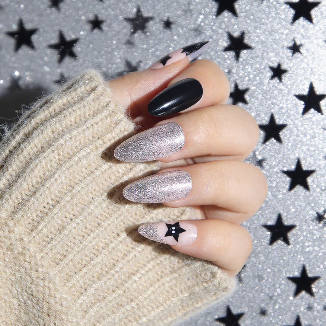 Glamorous Glittery Stiletto Press-On Nails Kalsten
