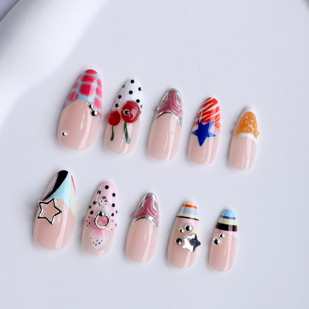 Artificial nails with creative design and sparkling accents Kalsten