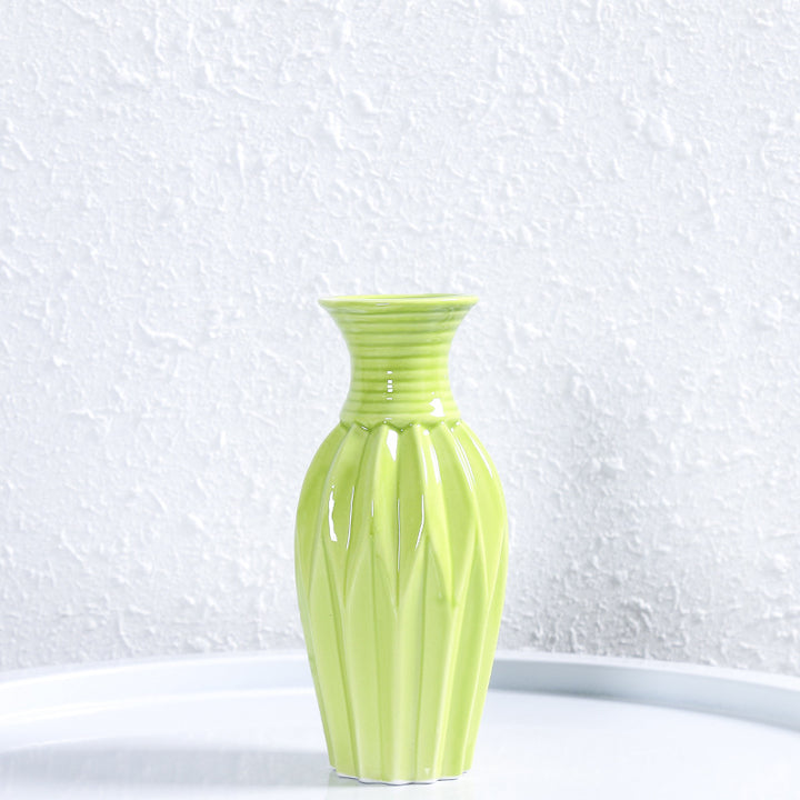 Modern Ribbed Ceramic Flower Vase Kalsten