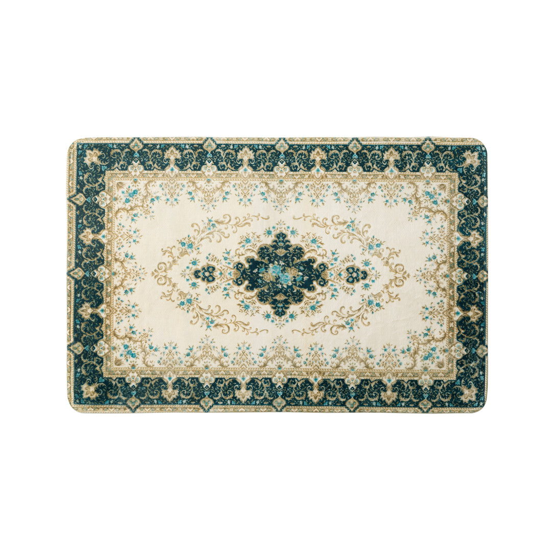 Traditional Persian medallion carpet with flat weave structure