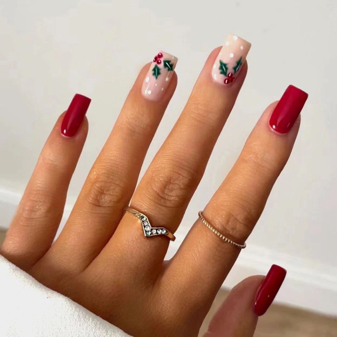 Holiday-Themed Floral Nail Art Set