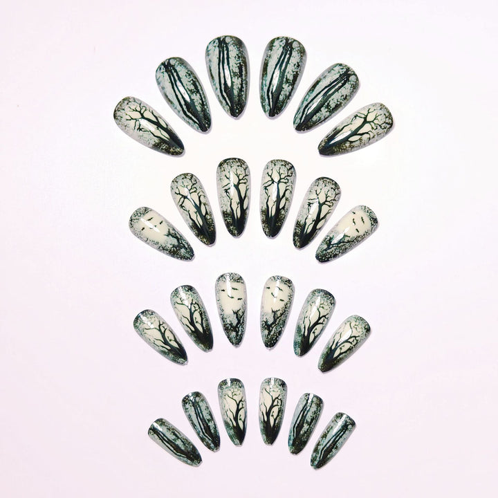 Art nails with impressive forest motif Kalsten